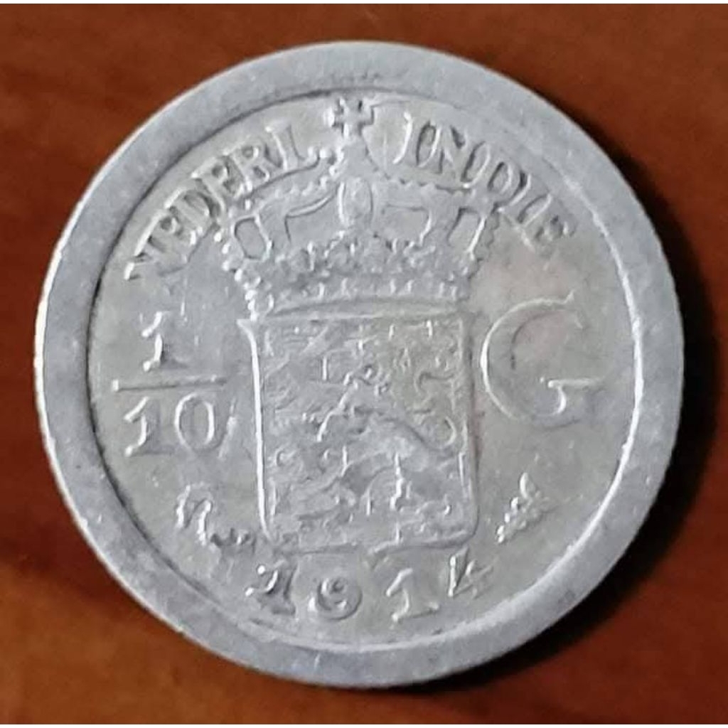 Koin Perak 1/10 Gulden 1914 Wilhelmina