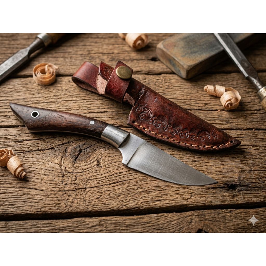 pisau seset Elmax Duralium sarung kulit super tajam siap pakai