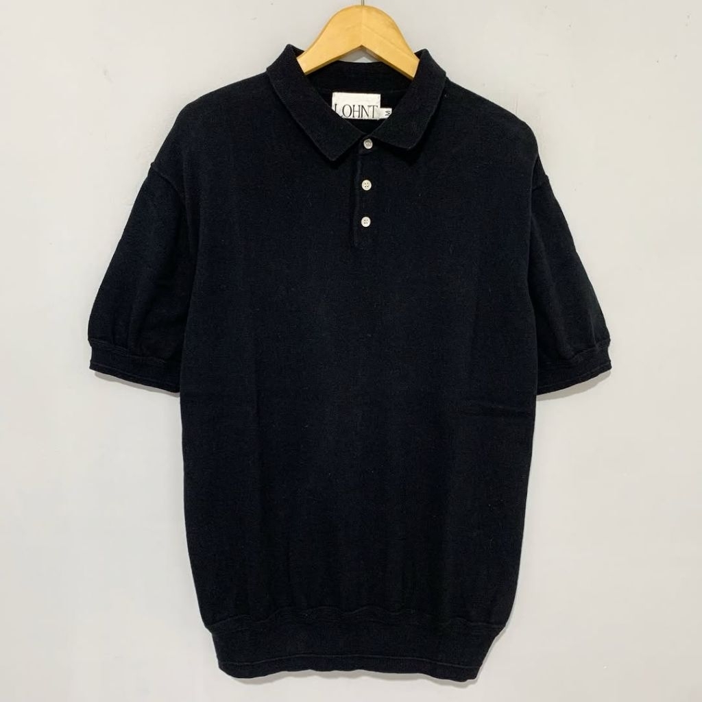 LOHNT Knit Waffle Pattern Button Colar Shirt