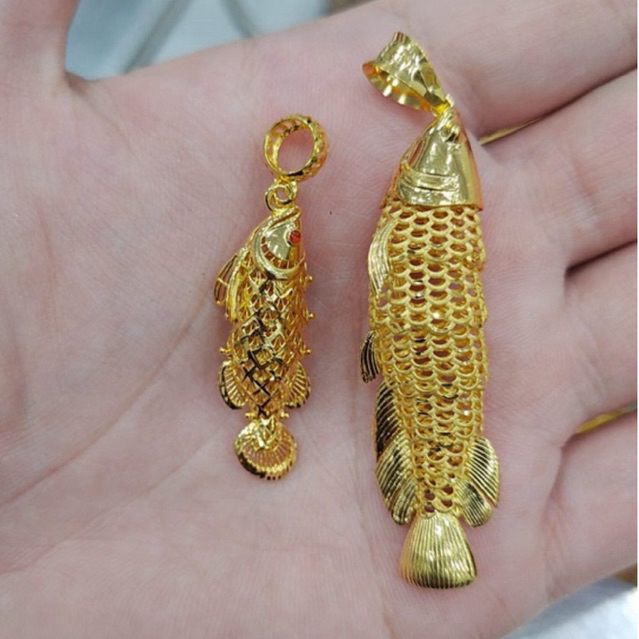 liontin ikan kerawang unik cute simple elegant emas asli kadar 700