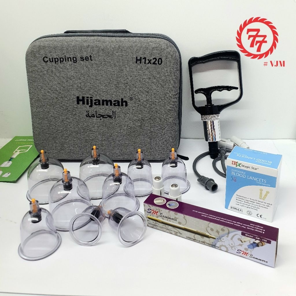 Paket Bekam Hijamah (kop isi 20+pena+jarum bekam) Alat Bekam Koper Tas isi 20 hijamah/Cupping set/Ko