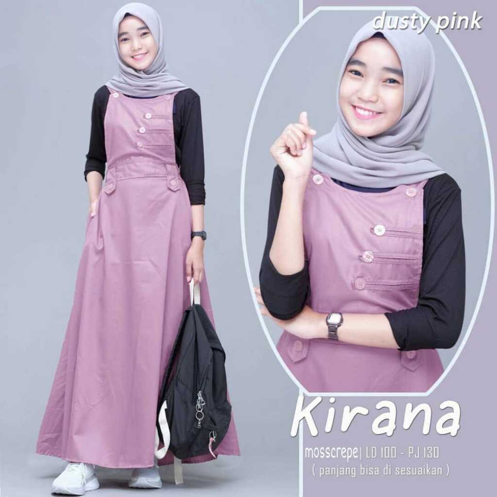 Overall kirana 2 in 1 kombinasi kancing kekinian || baju muslimah remaja terbaru || gamis overall