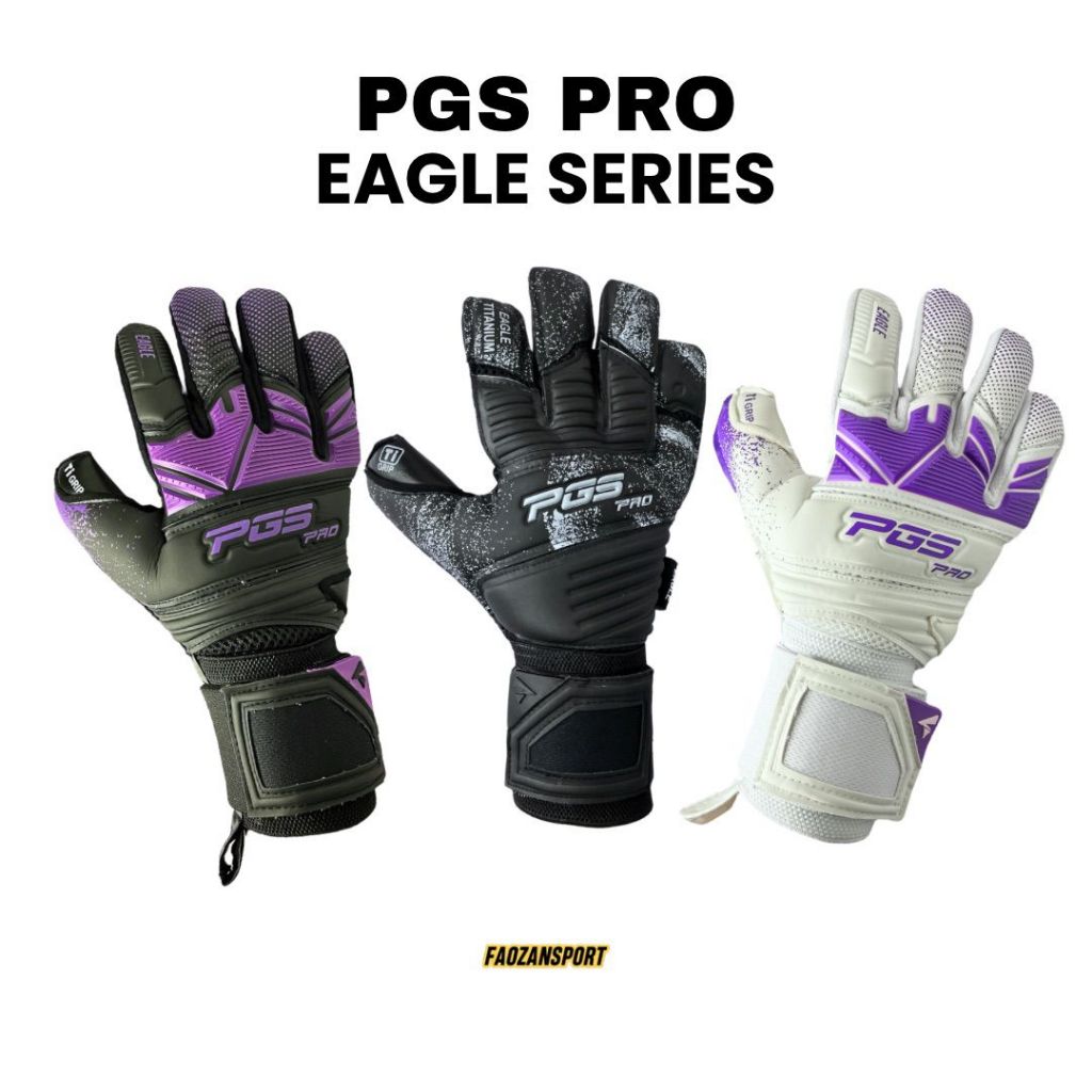 Sarung Tangan Kiper PGS Pro Eagle Series Glove Premium Grip Kuat Kiper Futsal Hitam Putih Original