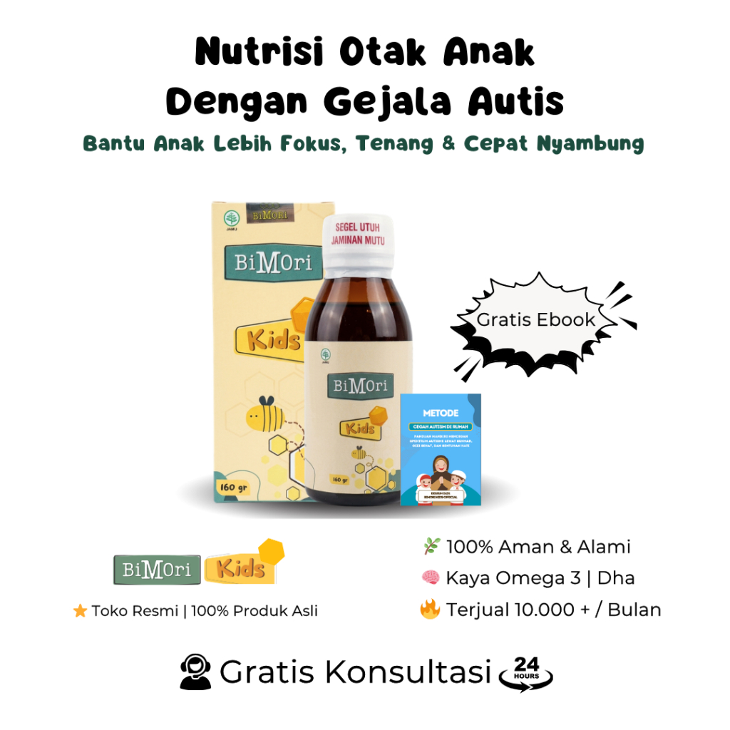 Bimori Kids Herbal Obat Autis Hiperaktif Multivitamin Kecerdasan Daya Ingat & Atasi Speech Delay