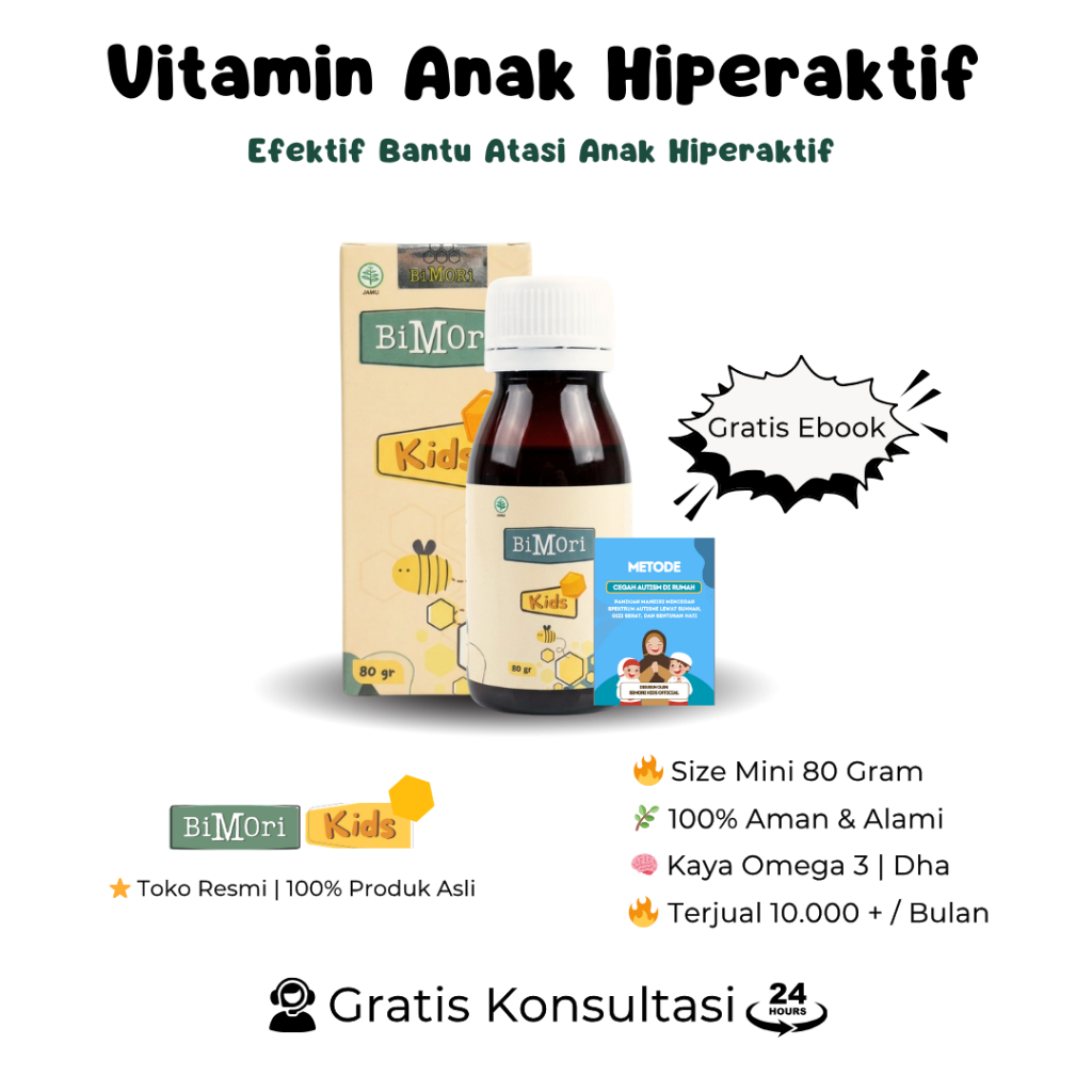 Bimori Kids Obat Hiperaktif Anak Tantrum Nutrisi Otak Daya Ingat Terlambat Bicara Nafsu Makan 60ml