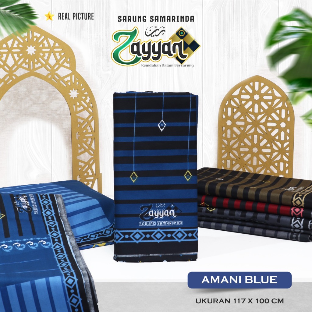 Zayyan Sarung Samarinda ASLI JUMBO ( 117 x 100 cm ) ( Amani ) HALUS dan WANGI / Sarung Pria Muslim