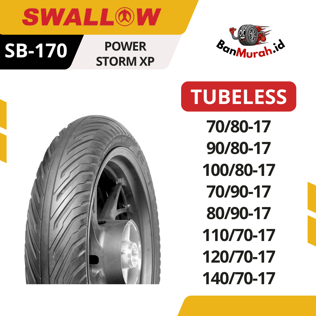 Ban Luar Motor Swallow SB-170 POWER STORM XP Ukuran 70/80 90/80 100/80 70/90 80/90 110/70 120/70 140