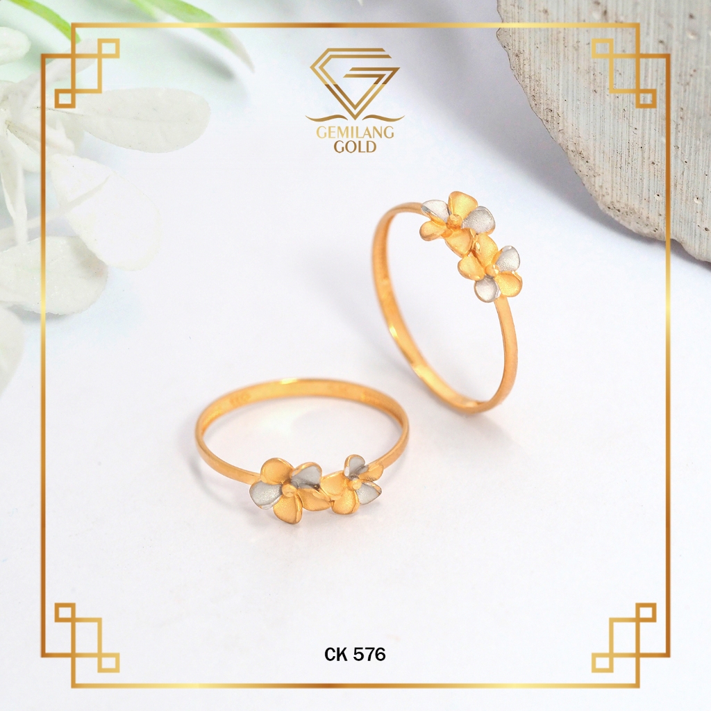 CINCIN WANITA EMAS ASLI KADAR 8K MODEL BUNGA SILANG CINCIN CEWEK KOREA LUCU CINCIN EMAS ASLI MURAH T