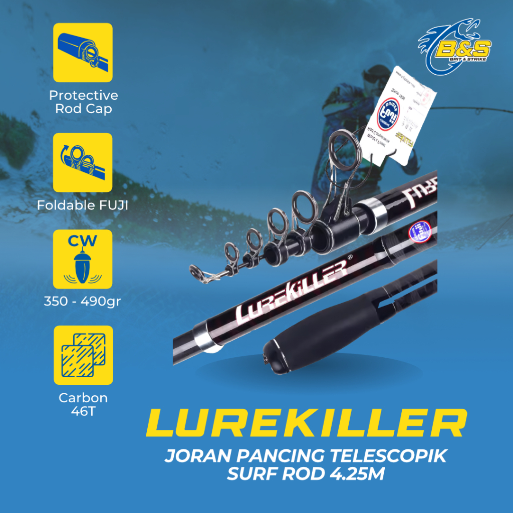 LUREKILLER Joran Tele Surf 4.25m CW 150g-350g DPS FULL Ring Guide / Rell Seat FUJI Pancingan Pasiran