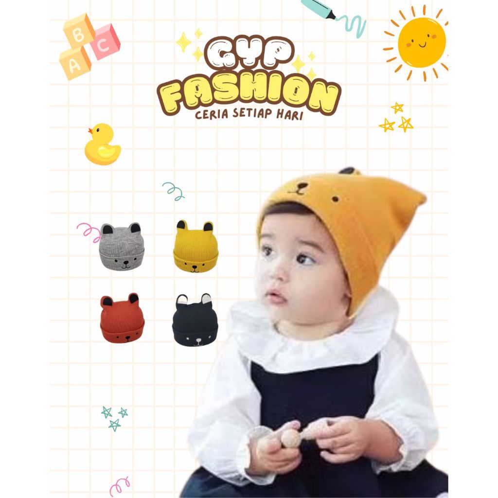 TOPI KUPLUK RAJUT MOTIF KUCING BAYI RAJUT PREMIUM