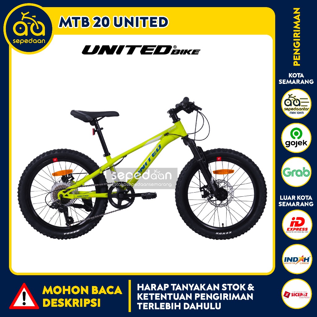 Sepeda Anak Dewasa MTB 20 UNITED - rem cakram 7 speed cowok laki-laki