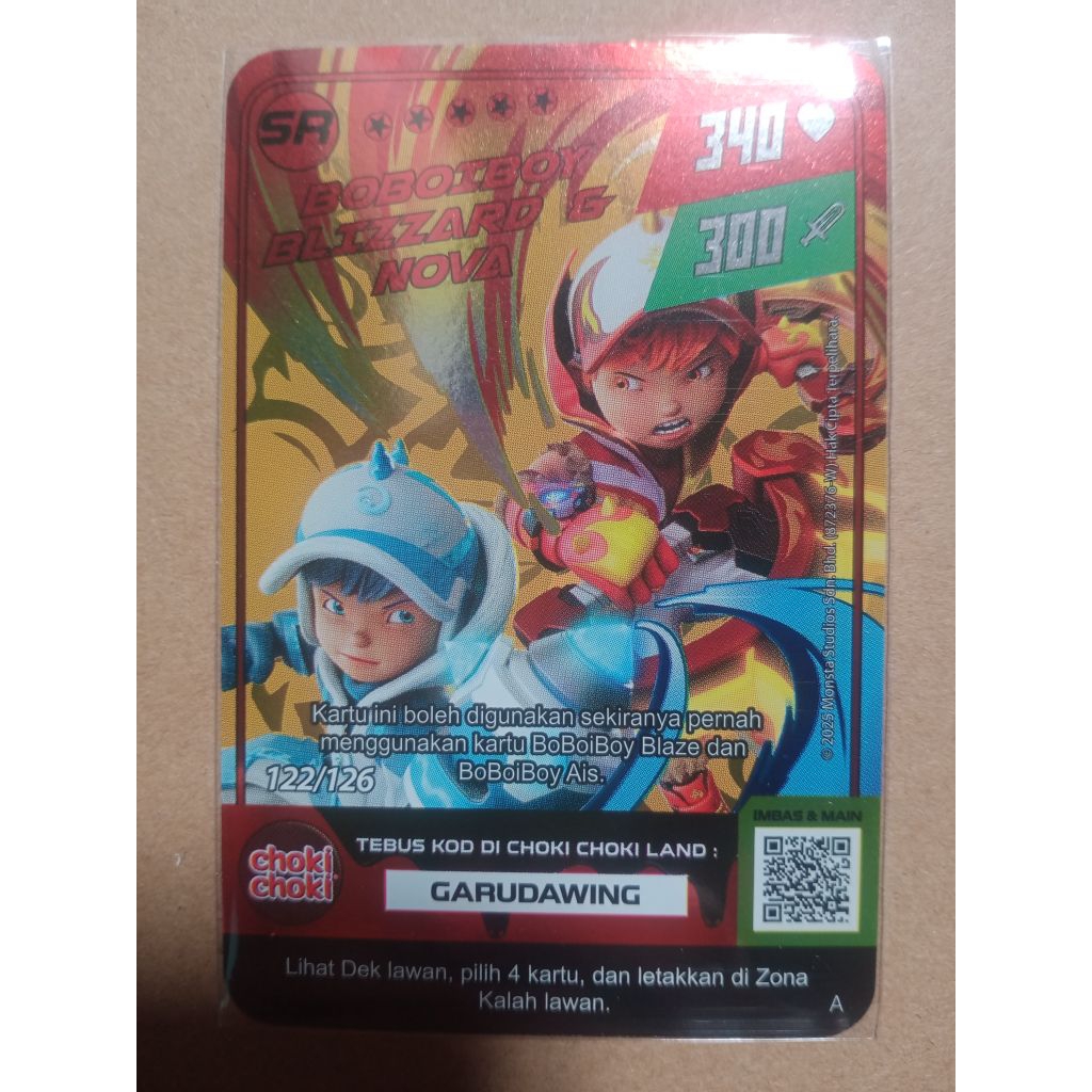 Boboiboy Blizzard & Nova SR No.122/126 Gold Foil MGC Pek Choki Choki Indonesia Batch 2 Free 1 Kartu 