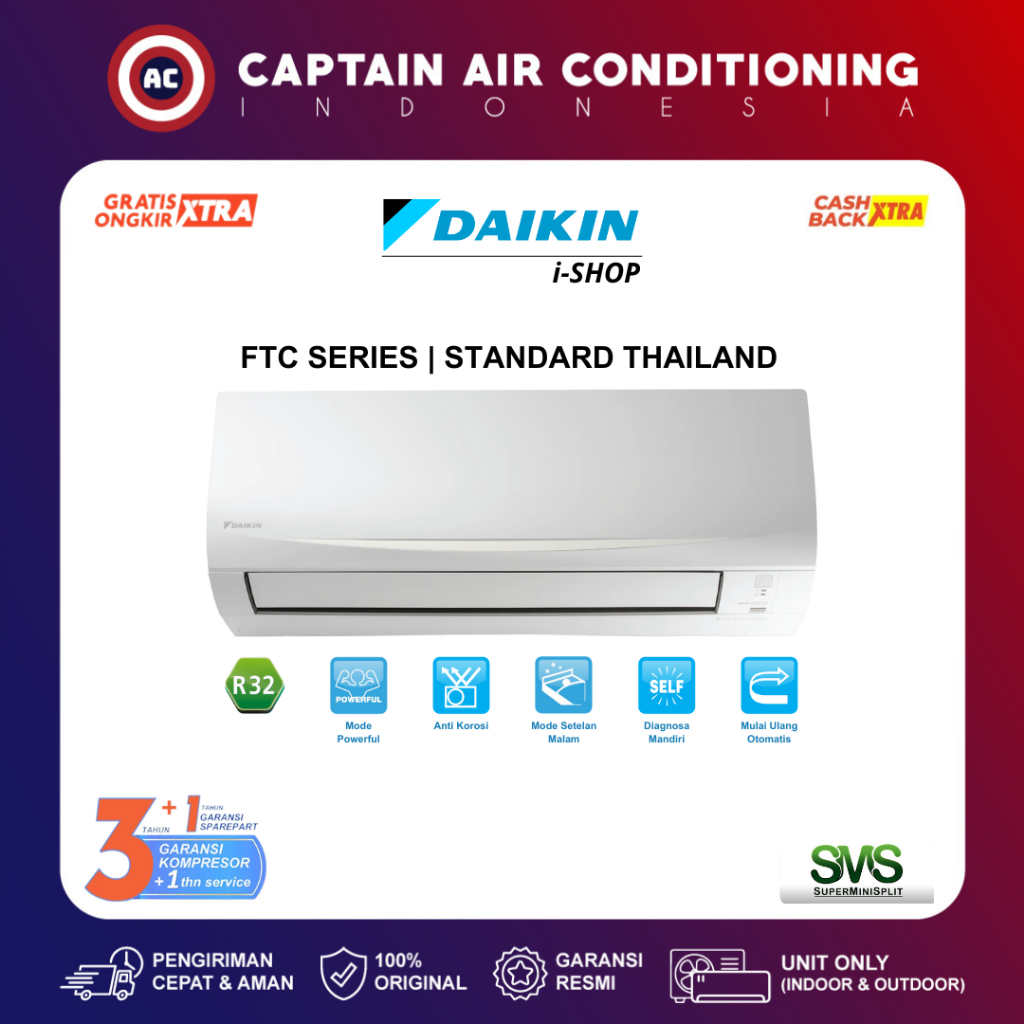 DAIKIN AC Split FTC-50 / FTC50 2 PK Standard (Thailand)