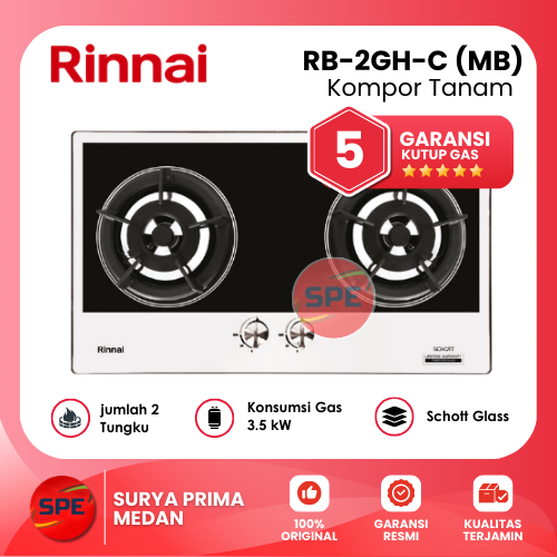 KOMPOR TANAM 2 TUNGKU RINNAI RB-2GH-C (MB) / RB2GH(MB) GARANSI RESMI (MEDAN)