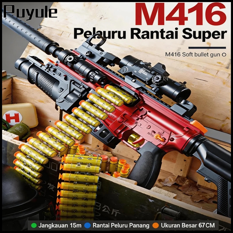 Puyule Mainan Soft Bullet Series Anak Laki Laki / M416 Toy Gun Mainan Sniper Tembak Dengan Peluru