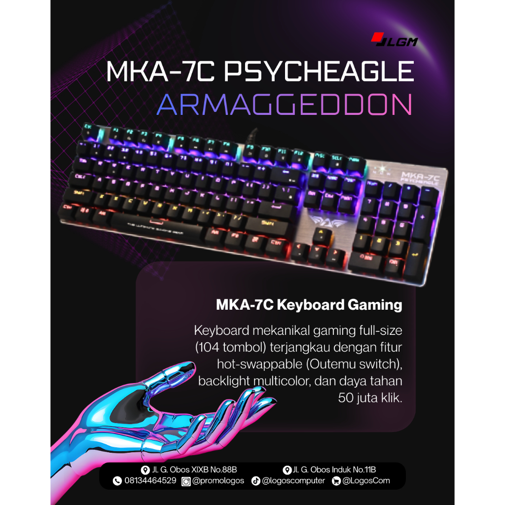 Keyboard Mechanical Gaming Armaggeddon MKA 7C Psycheagle - Full Size Outemu Blue Switches
