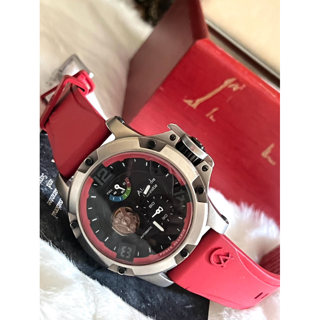 Dijual Jam Tangan Mewah, Limited Edition Sporty Alexandre Christie, AC 6295 MA Merah Rubber Titanium
