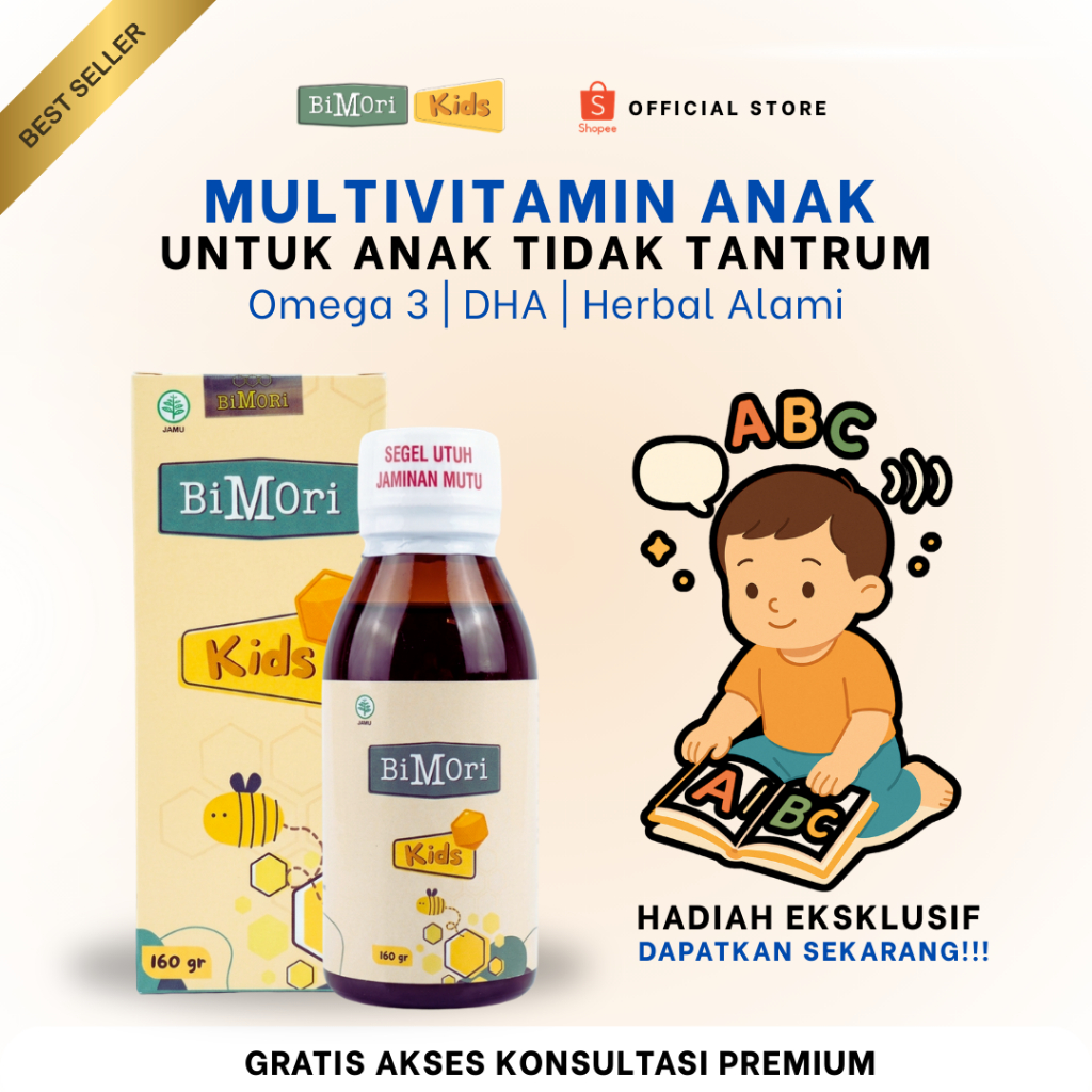 Bimori Kids Obat Anak Tantrum Multivitamin Herbal Hiperaktif Speech Delay Nutrisi Kecerdasan