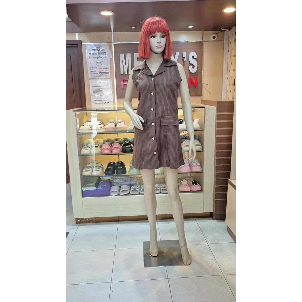 Midi dress katun premium import quality | Midi dress ucansee motif garis-garis | Dress wanita ucanse