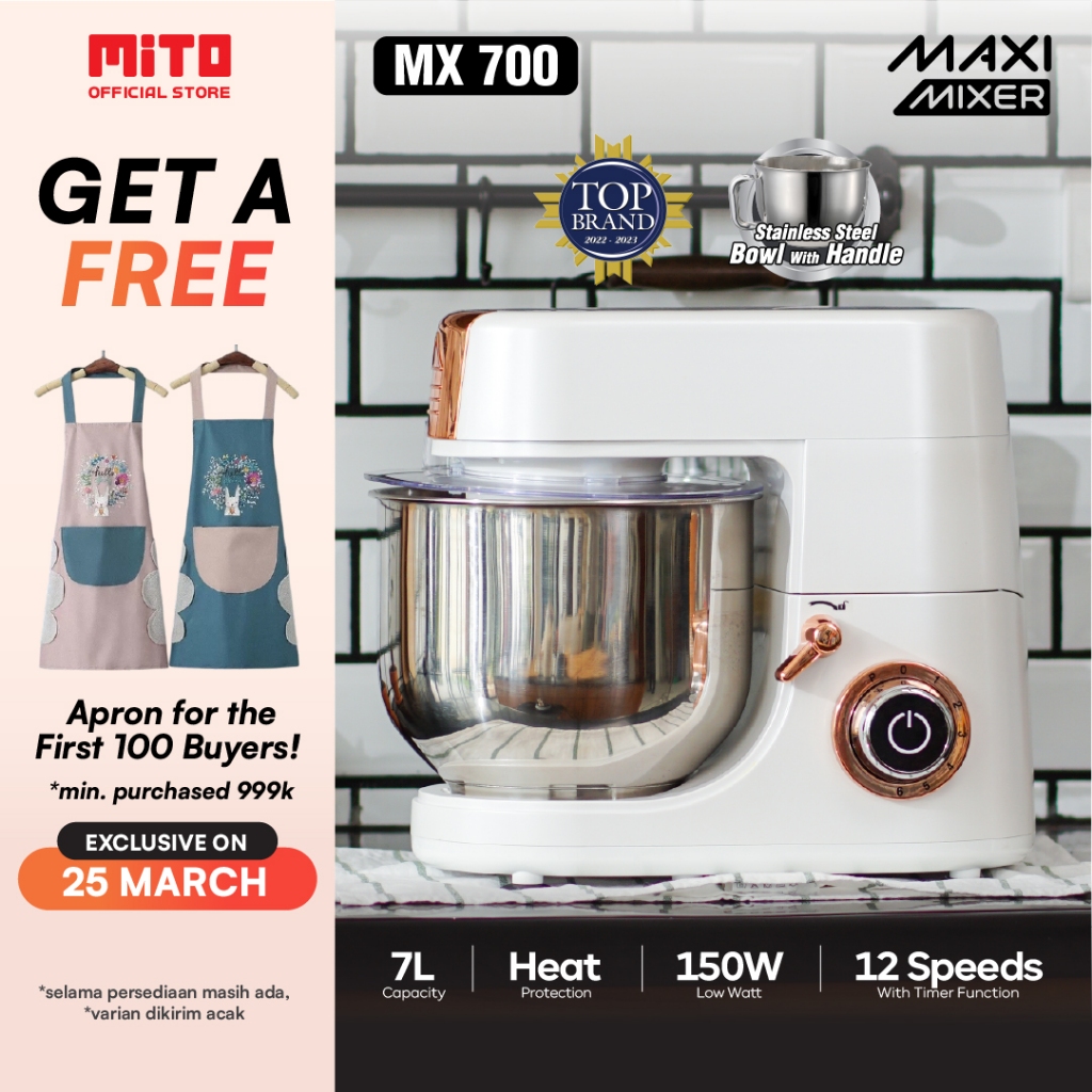 MITO Stand Mixer MX700 Pengaduk Adonan Kue 7L Maxi Mixer