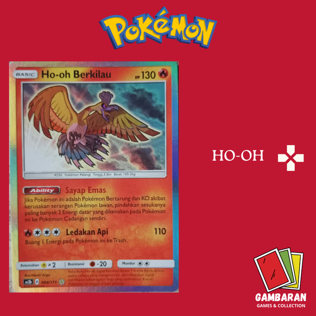 Ho-oh Berkilau 004/171 As2b Kartu Pokemon Indonesia TCG