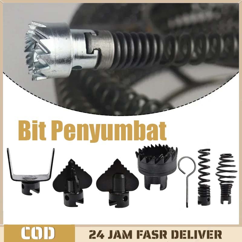 7pcs/set Drain Cleaner Machine Head Cleaner Cutter Head Adaptor Kepala Drain Mampet Cleaner Cutter H