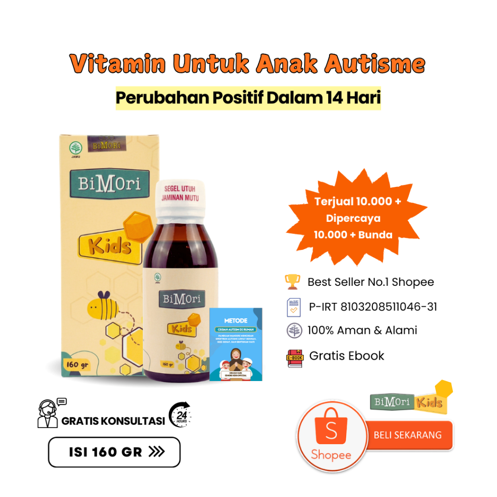 Bimori Kids Untuk Anak Autis Hiperaktif Obat Herbal Autisme Mengatasi Down Syndrome Adhd Disleksia