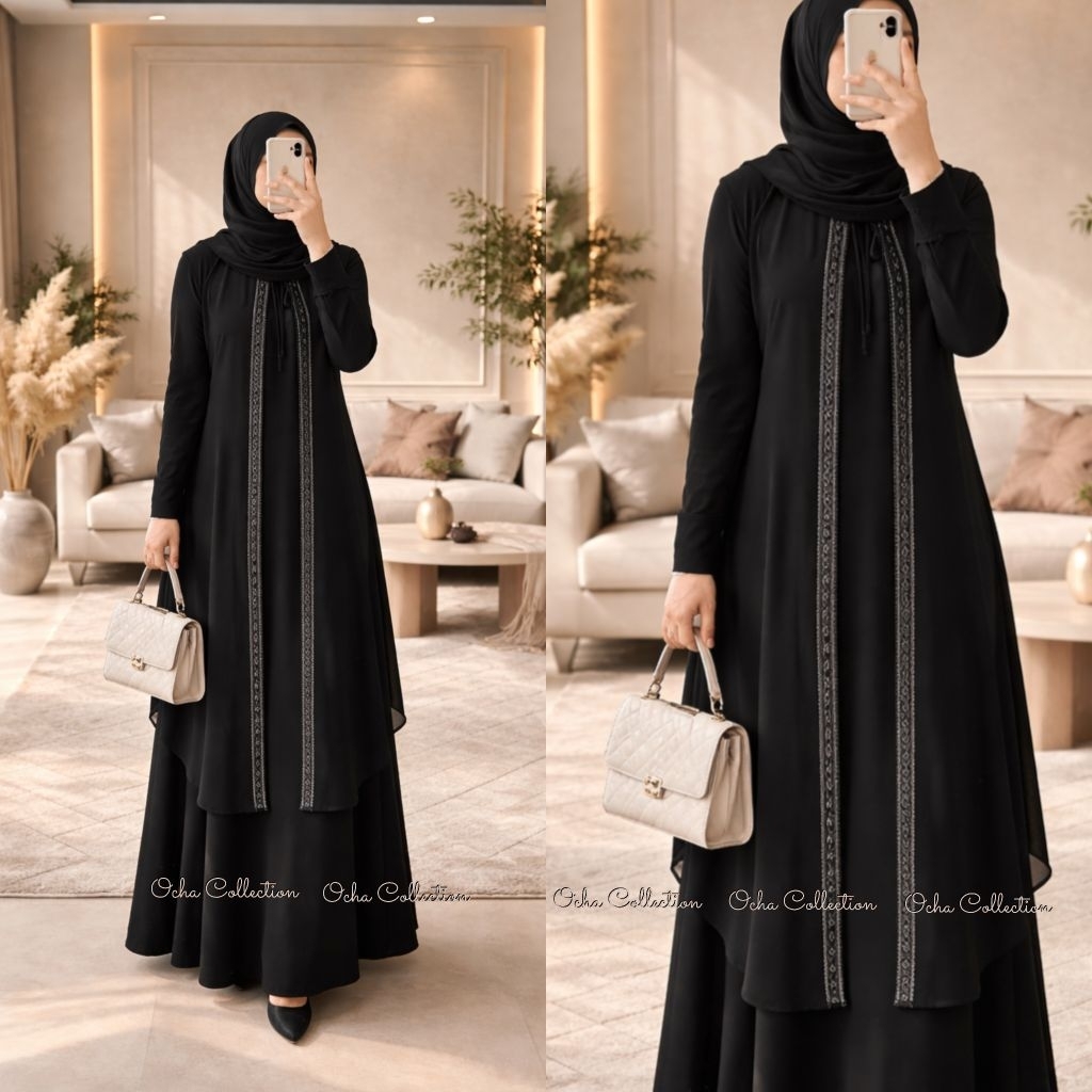 Cardigan Ceruti tutup buka 2026//Outer ceruty mix swarovski//Cardigan Ceruty Hitam LD 130//Cardigan 