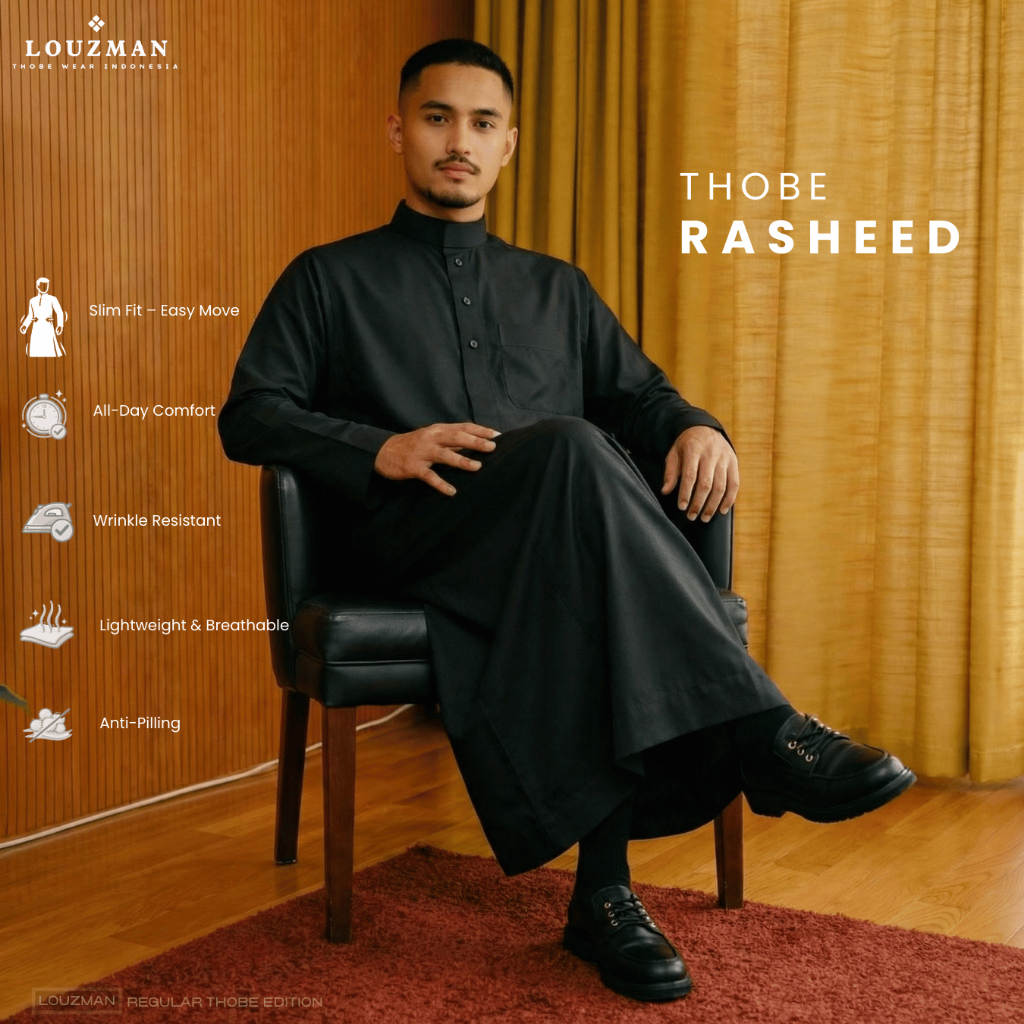 Louzman Rasheed Thobe / Tub / Gamis / Jubah Slimfit Dewasa