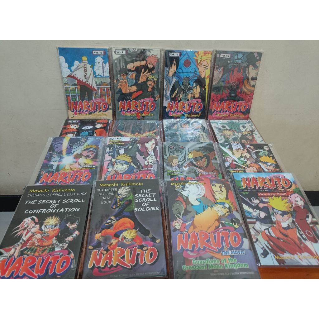 Set Komik Manga Naruto Volume 45, 64, 65, 67, 69, 70, 71, 72 Databook The Secret Scroll of Confronta