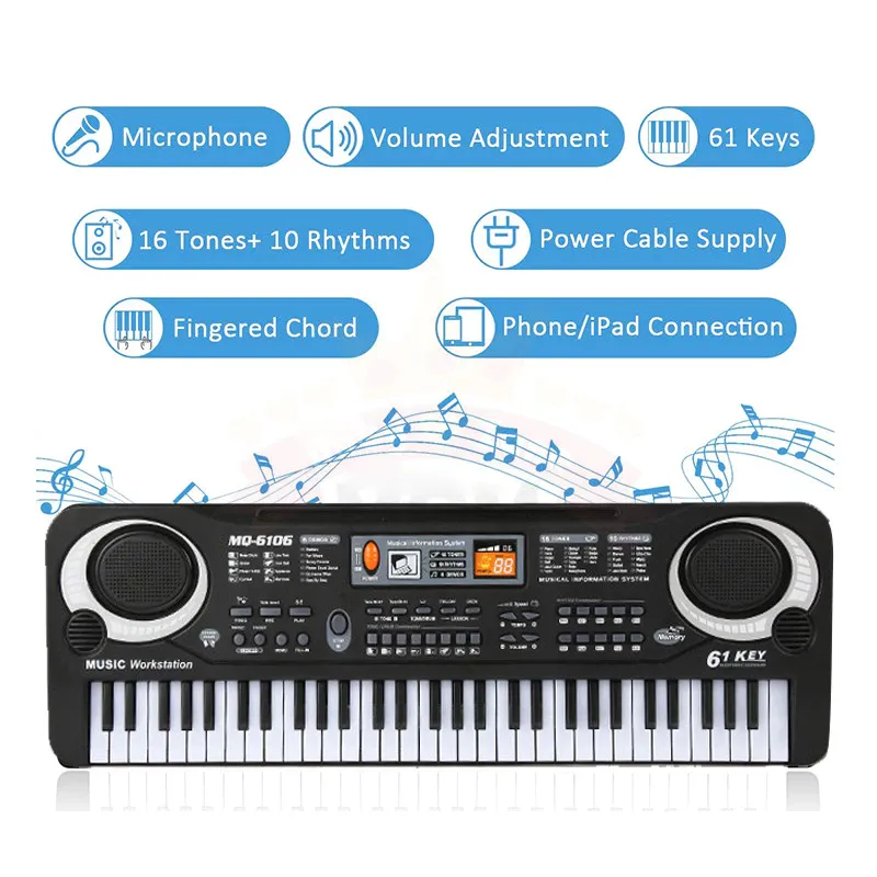 Piano 61Keys Piano Keyboard Untuk Anak-Anak Piano Elektronik Untuk Pemula Piano Portable