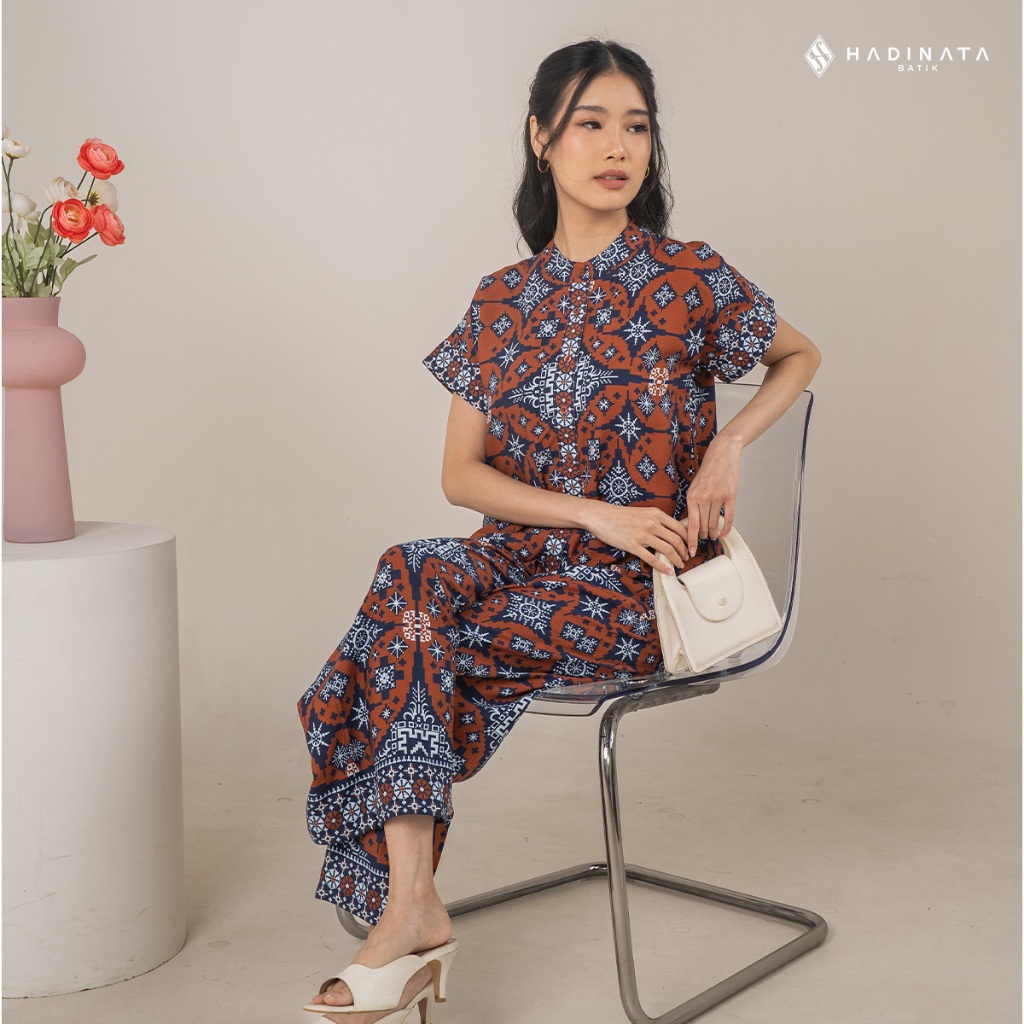 Hadinata Batik Premium Set Blouse Celana Svastha Terracota