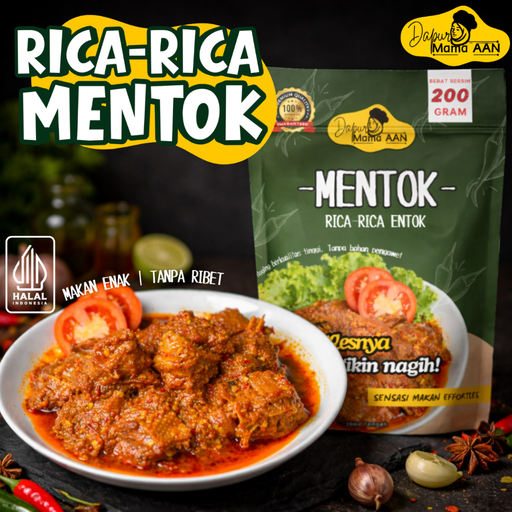 Oseng Daging Rica-Rica Mentok 200 Gram Instan Siap Makan Tanpa Pengawet