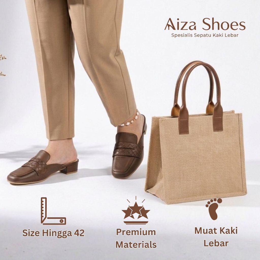 Paket Hemat 1 Set Sepatu Sandal Wanita Nyaman untuk Kaki Lebar dan Tas Goni Multifungsi - Aiza