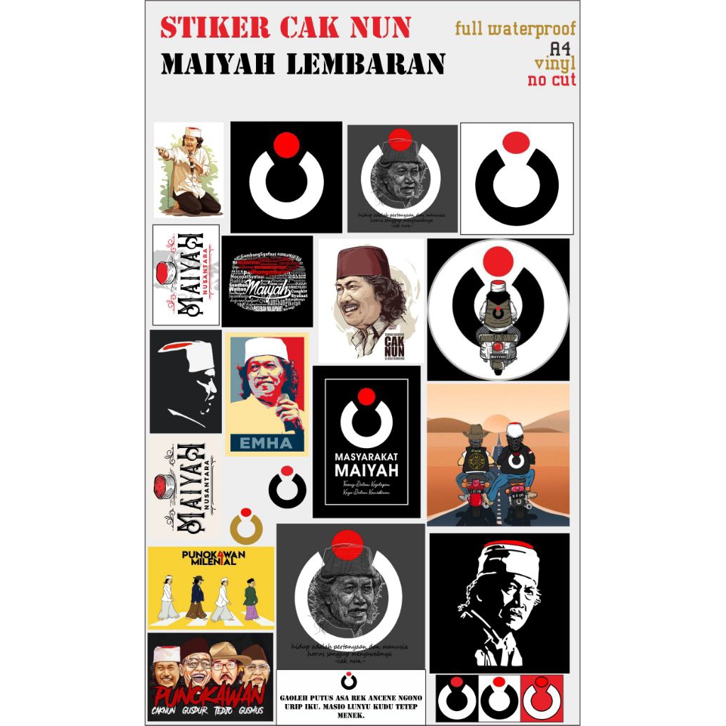 Stiker Lembaran Cak Nun Maiyah Non Cut Waterproof