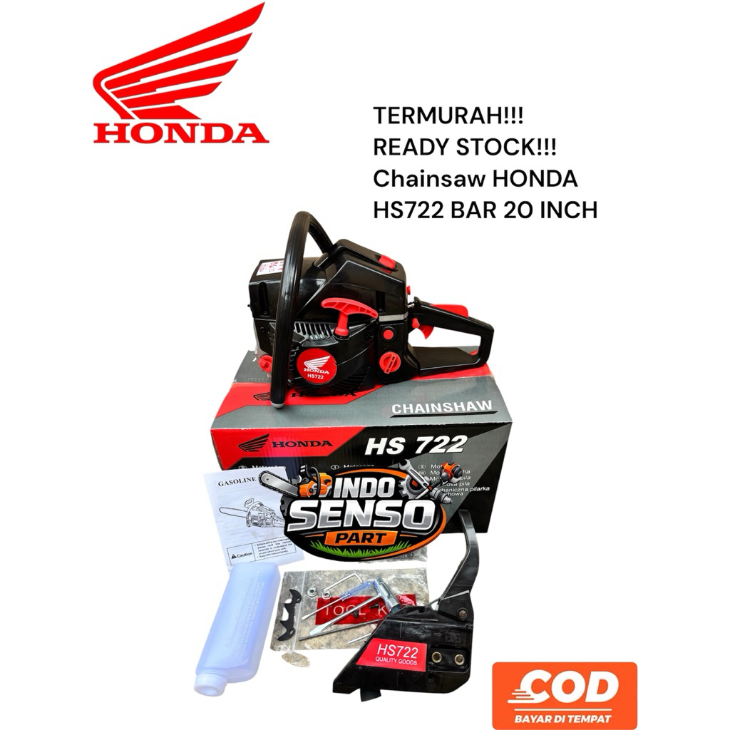 MURAH CHAINSAW / SENSO HONDA HS722 Komplit dengan bar 20 dan Rantai Siap Pakai.GERGAJI MESIN SENSO H
