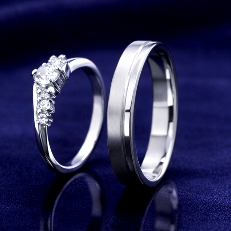 Cincin Nikah Tunangan SAN950 C480 - Perak Palladium Platinum Emas putih | Premium Tahan Karat