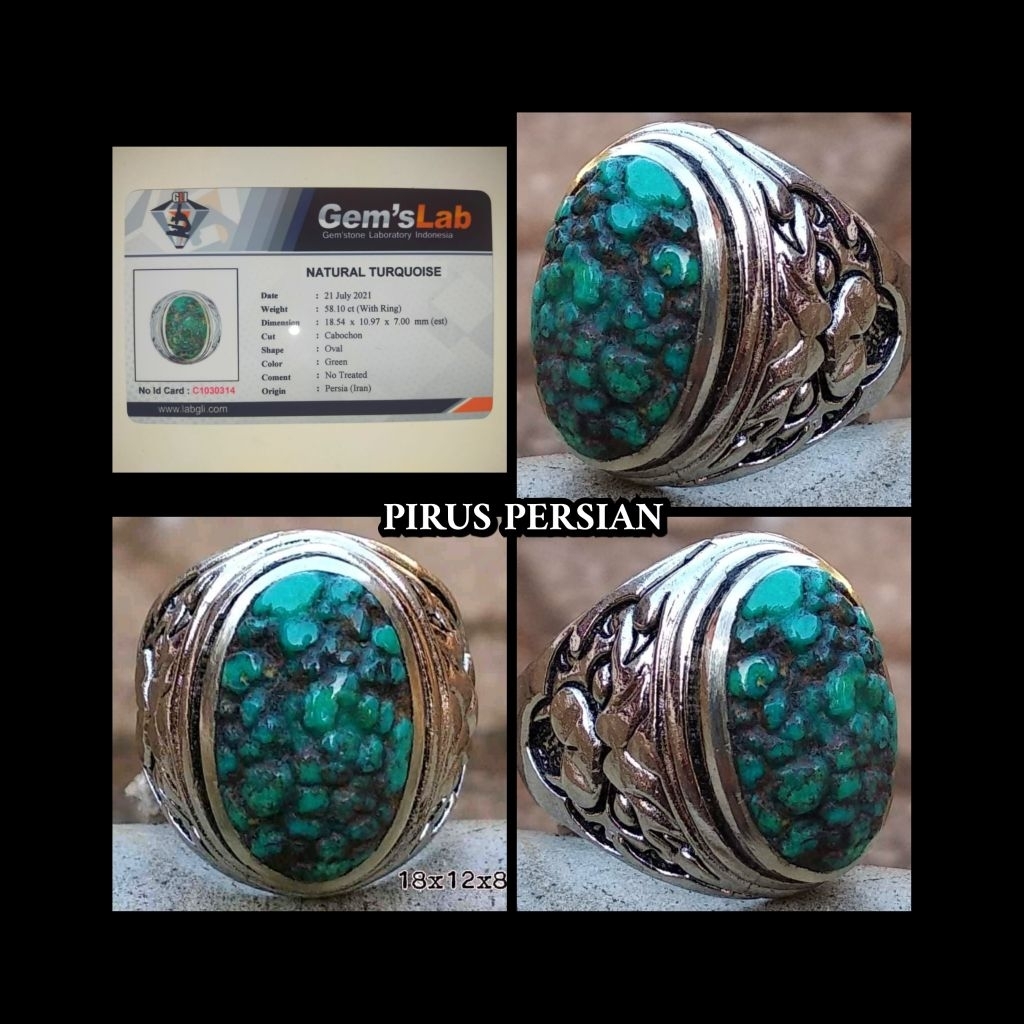 original 100% cincin batu pirus ngerikilan alami asli iran