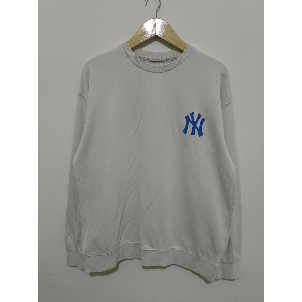 Sweater Crewneck MLB New York Yankees White Long Sleeve XL