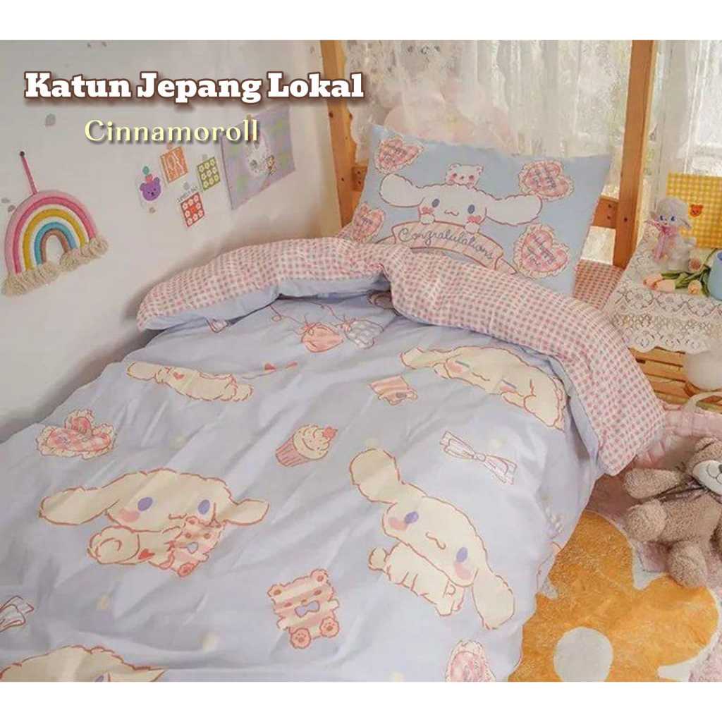 Bedcover Set Sprei Katun Jepang Lokal CVC Anak Motif Kartun Termurah Uk 90X200/100X200/120X200/160X2
