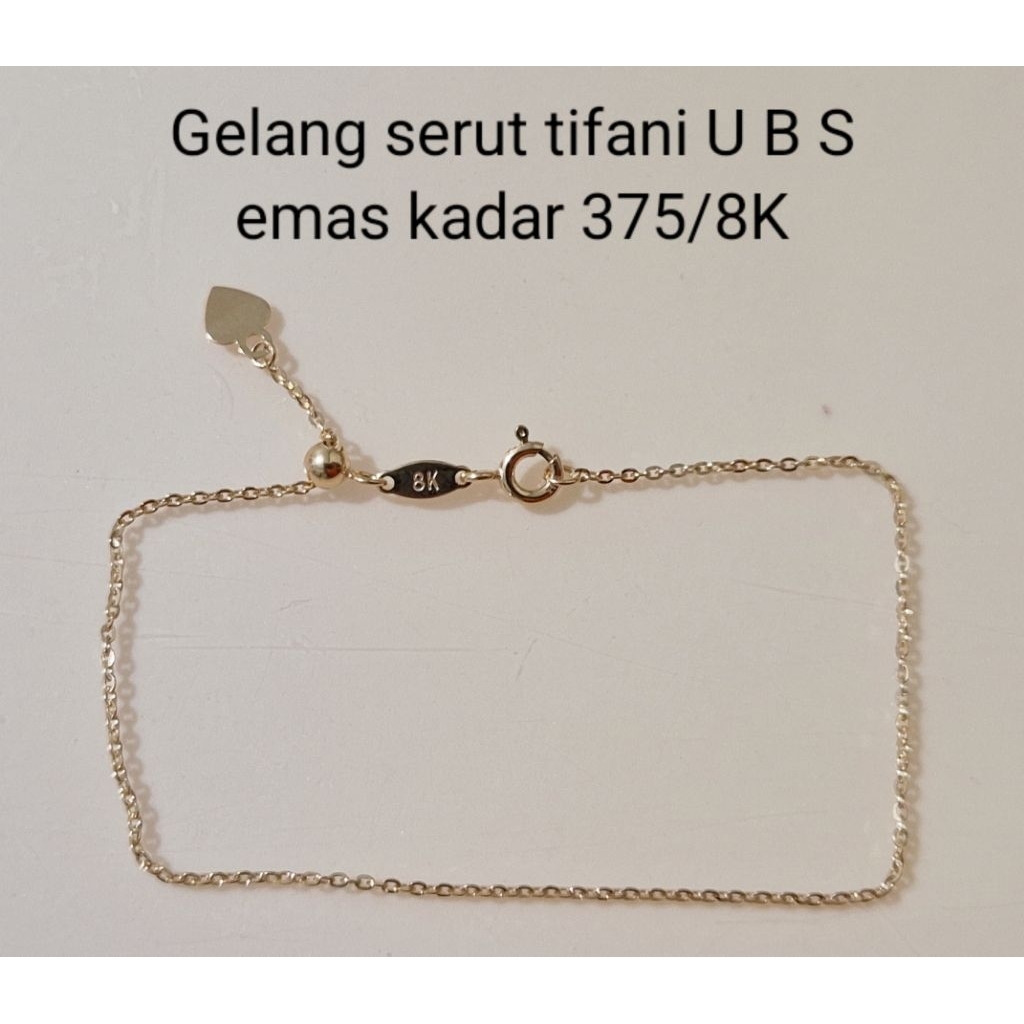 Gelang emas serut tifani U B S kadar 375/8K (max 18cm)