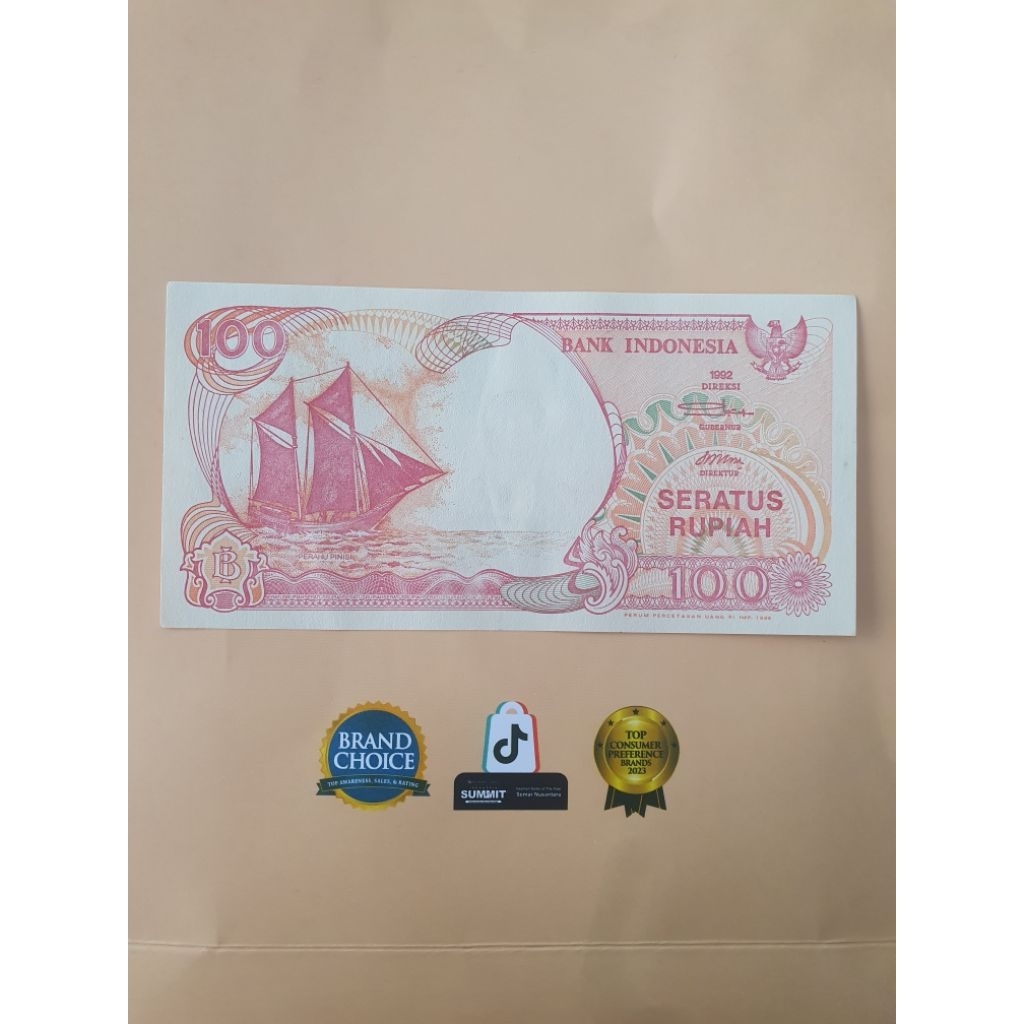 100 Rupiah Perahu pinisi 1992