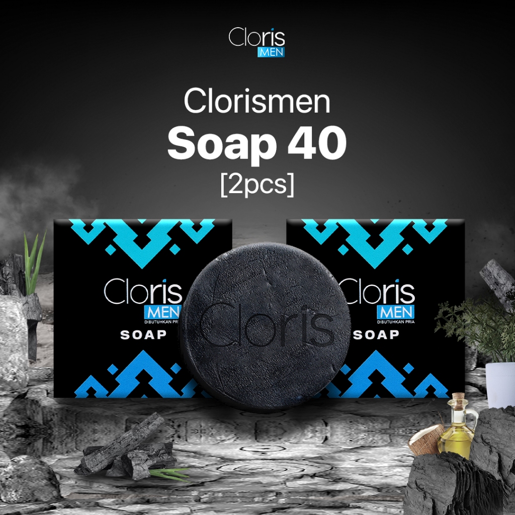 Clorismen Soap Double Pack 40gr – Sabun Pria Wajah & Badan | Charcoal, Propolis & Coconut Oil | Bers