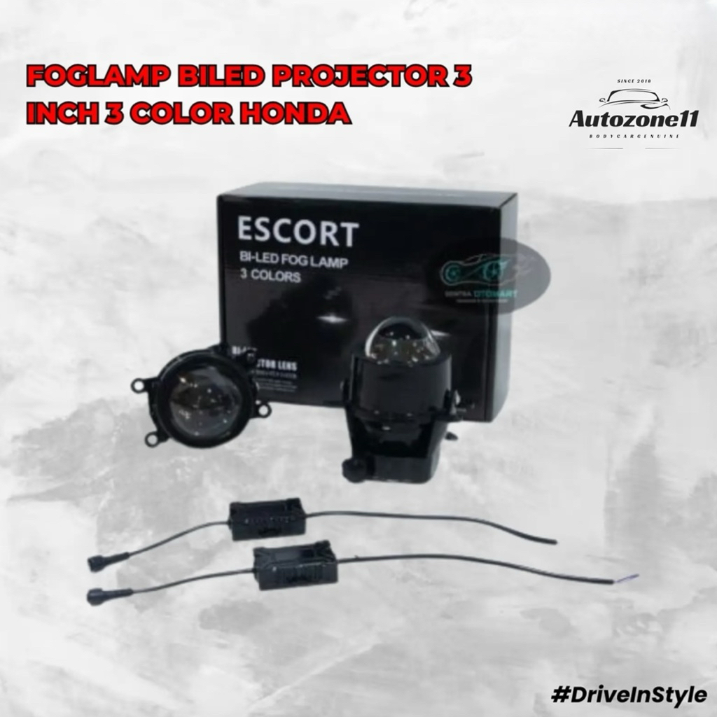 FOGLAMP BILED PROJECTOR 3 INCH 3 COLOR HONDA TOYOTA NISSAN Mitsubishi UNIVERSAL