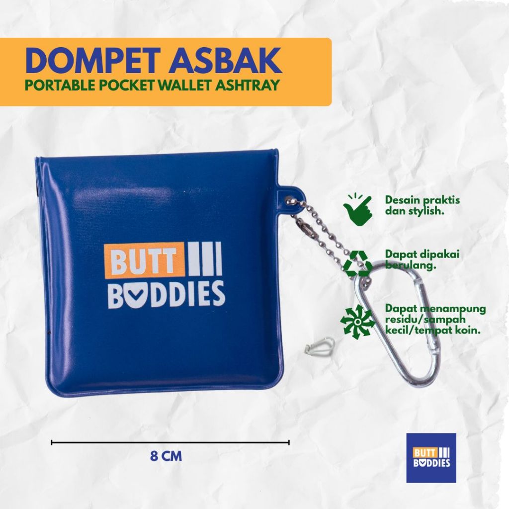 DOMPET ASBAK SERBAGUNA / PORTABLE POCKET WALLET ASHTRAY - REUSABLE - PVC FIREPROOF - BIRU