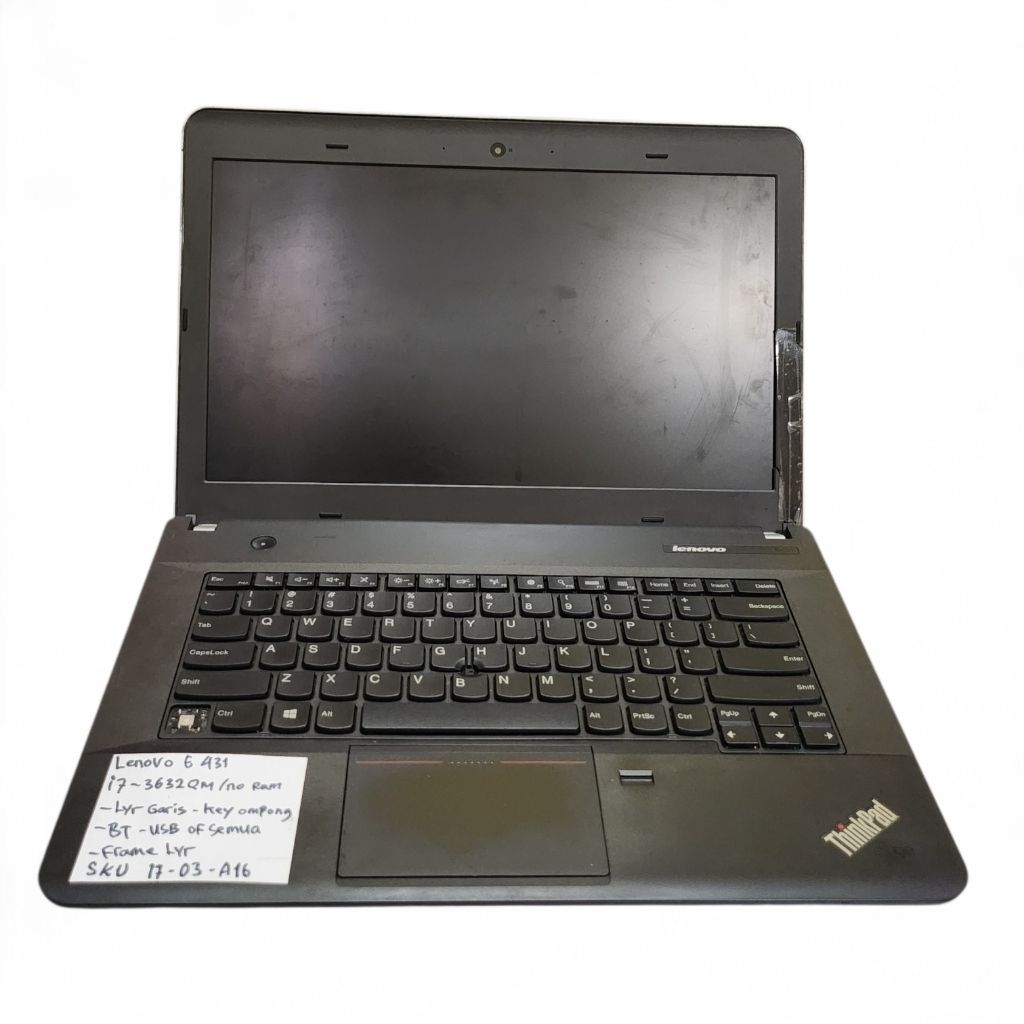 Laptop Lenovo ThinkPad Edge E431 Core i7 3632QM Kosongan Minus Layar Keyboard Batre USB Off