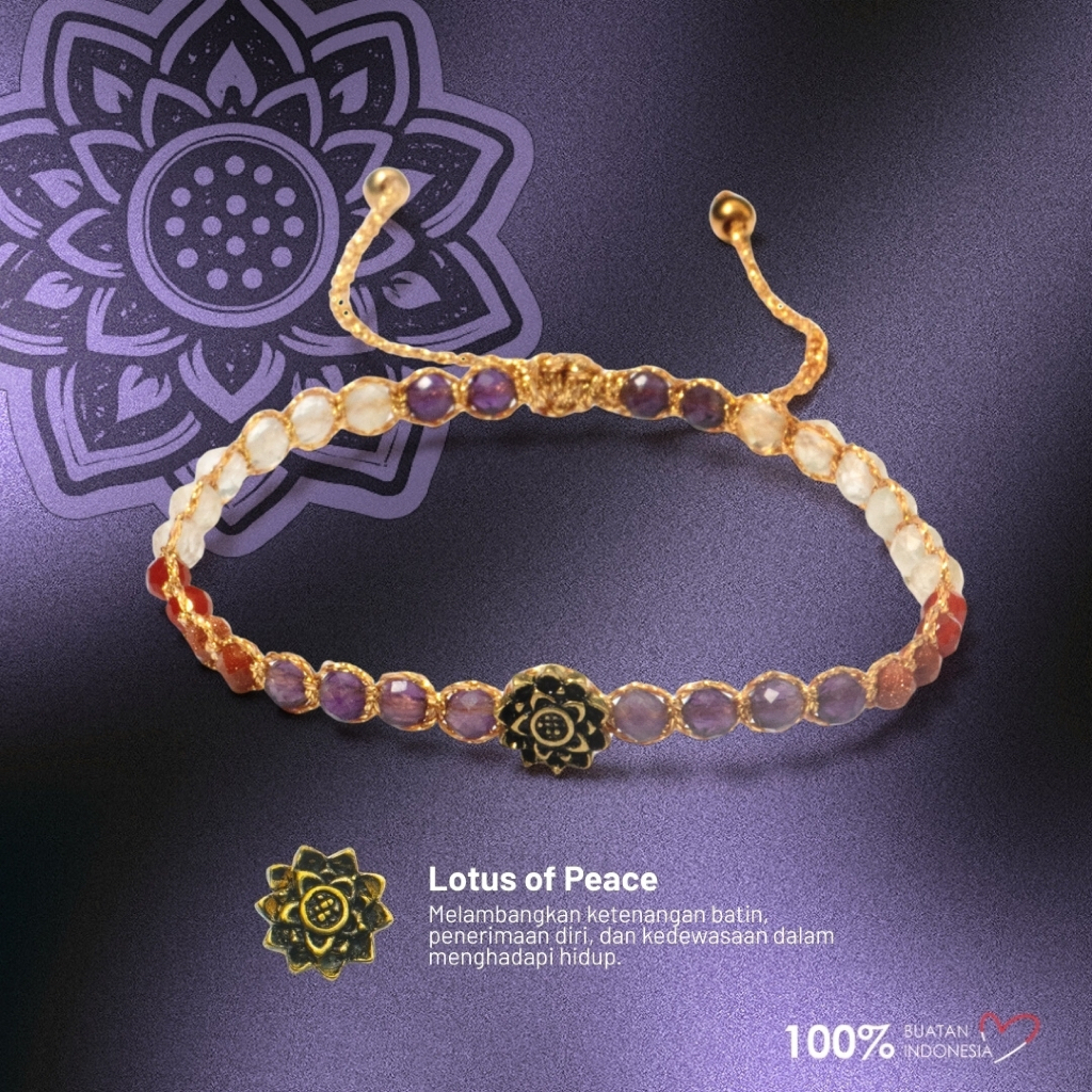 Maknavara - Lotus of Peace - Awaken - RDNB Jewelry - Gelang Wanita/Pria - Batu Alam Natural - Gelang