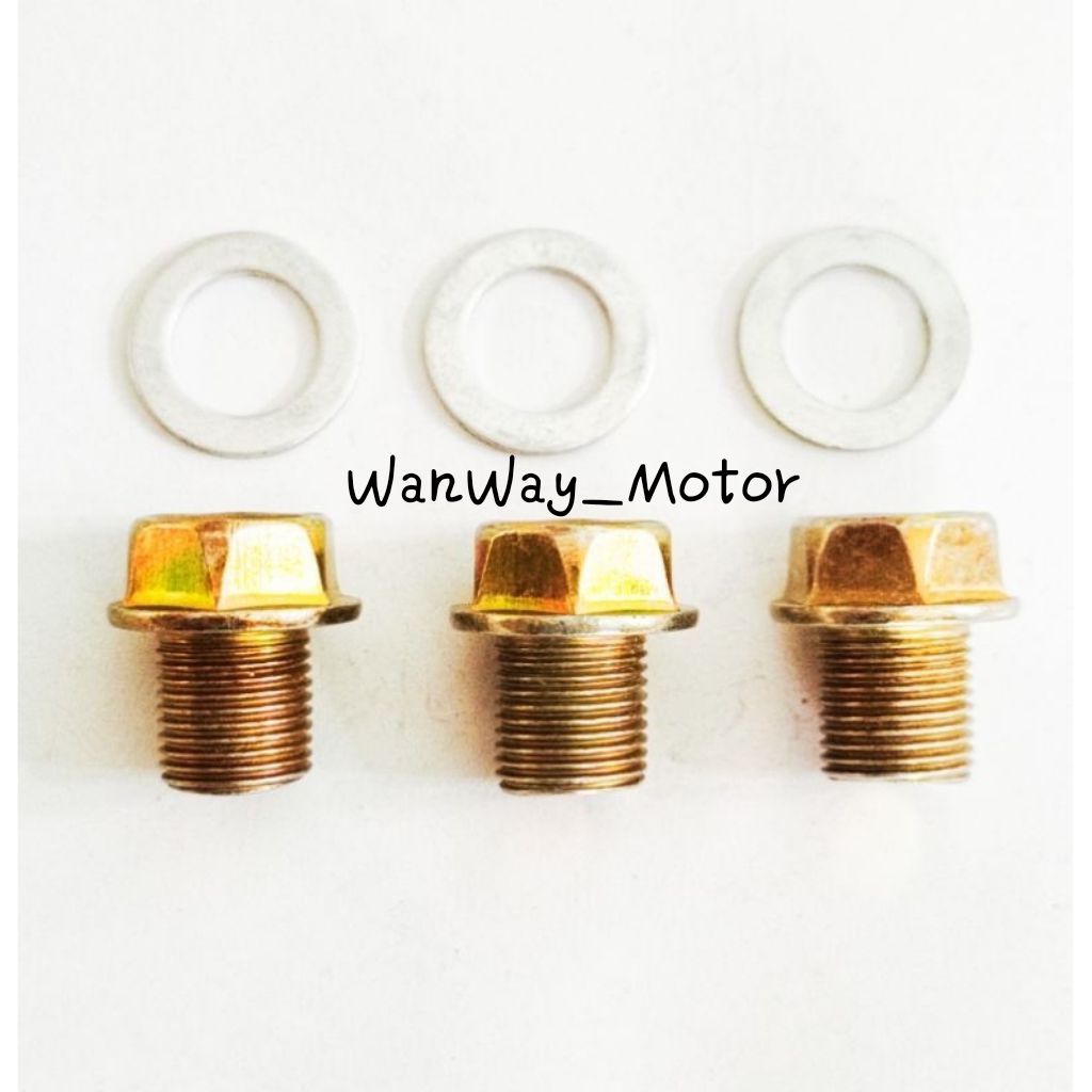 paket baut oli oversize motor baut 19 kunci 17 set ring alumunium Bisa juga untuk baut oli mobil Ava