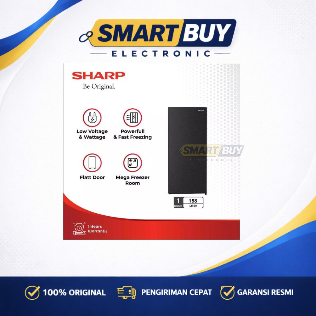 Sharp Kulkas 1 Pintu FJ-M186A-HS Standing Mega Freezer 158L 6 Rak /FREEZER SHARP FJ-M198A-HS (8 RAK)