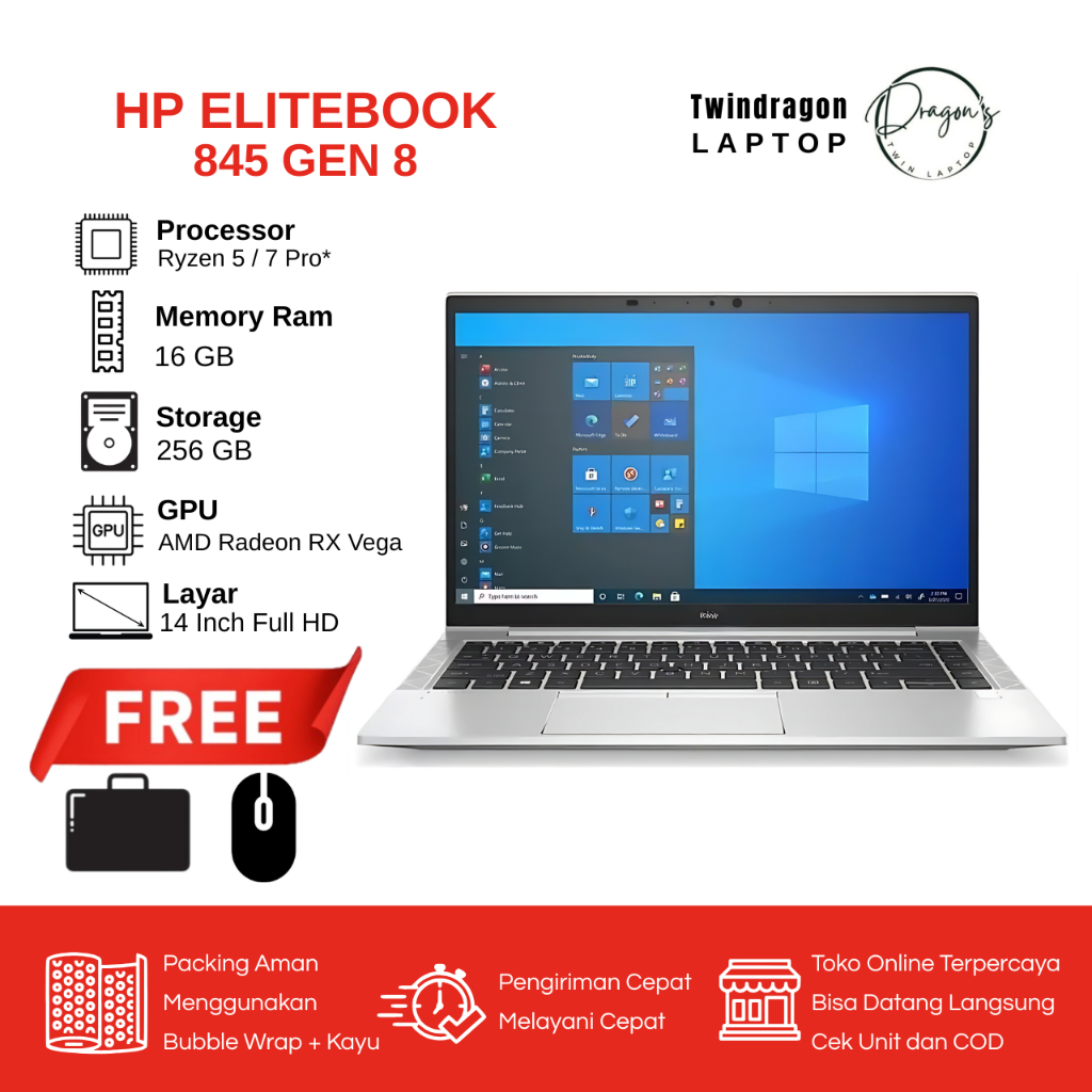 Laptop HP Elitebook 845 Gen 8 Ryzen 5 / 7 Pro 16/ 256GB | Laptop Second/ Murah | Laptop Kerja/ Kulia